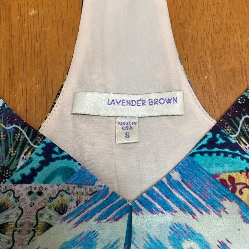 Lavender Brown Silk Patchwork Racerback Slip Mini… - image 8